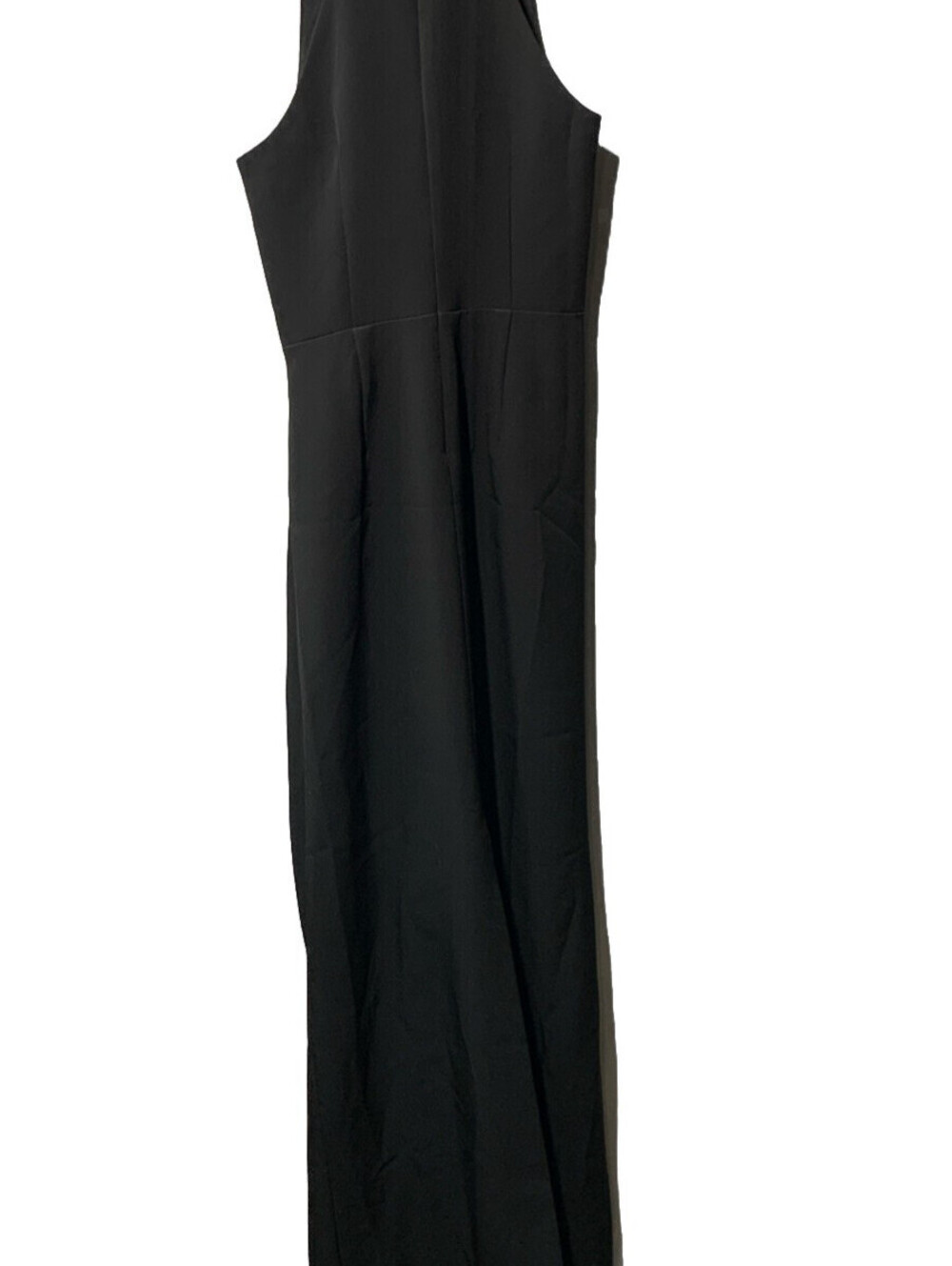 HALSTON Women's Annika Gown Dress Stretch Crepe Halter Black Sleeveless Size 8